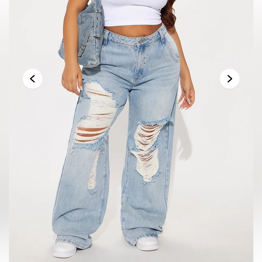 Ripped Straight Legged Jeans